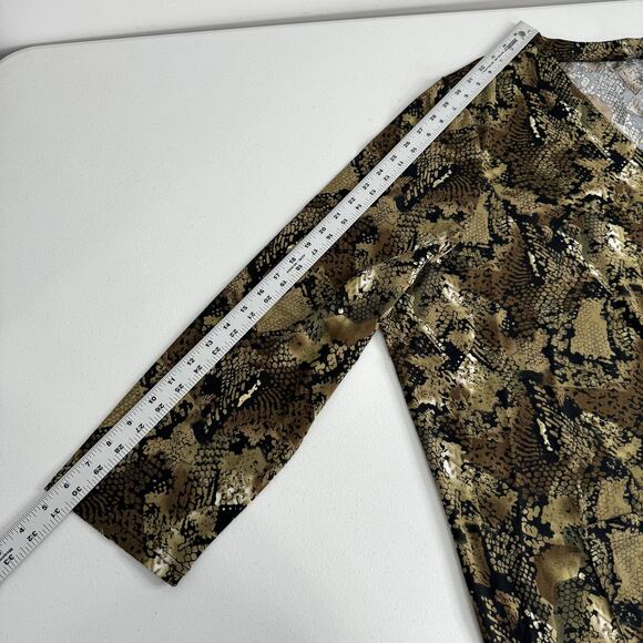 Ulla Popken Tunic Womens 32 Brown Snake Animal Print Button Front Top Travel - Picture 9 of 13